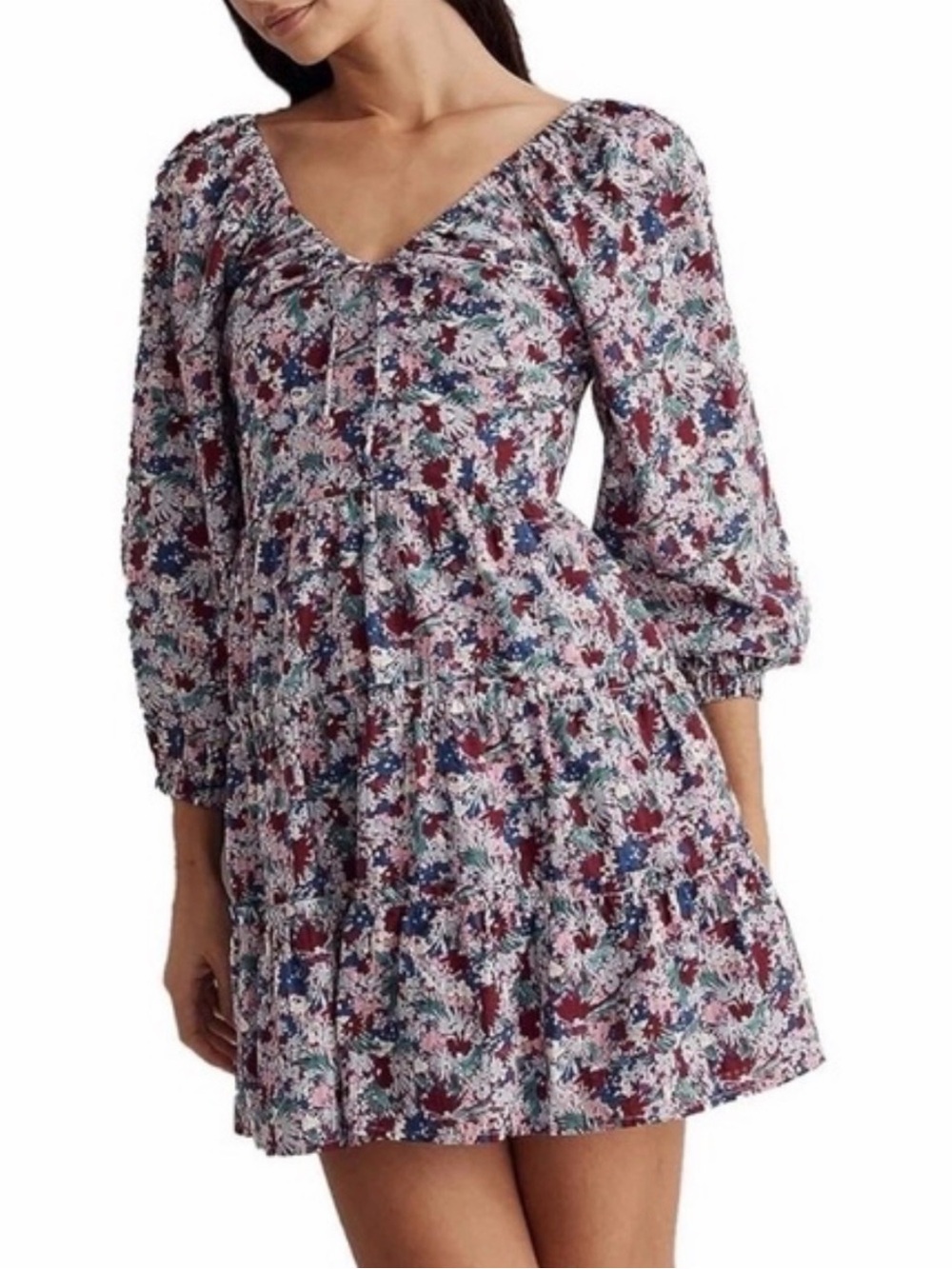 Madewell Amalia Floral Tiered Mini Dress